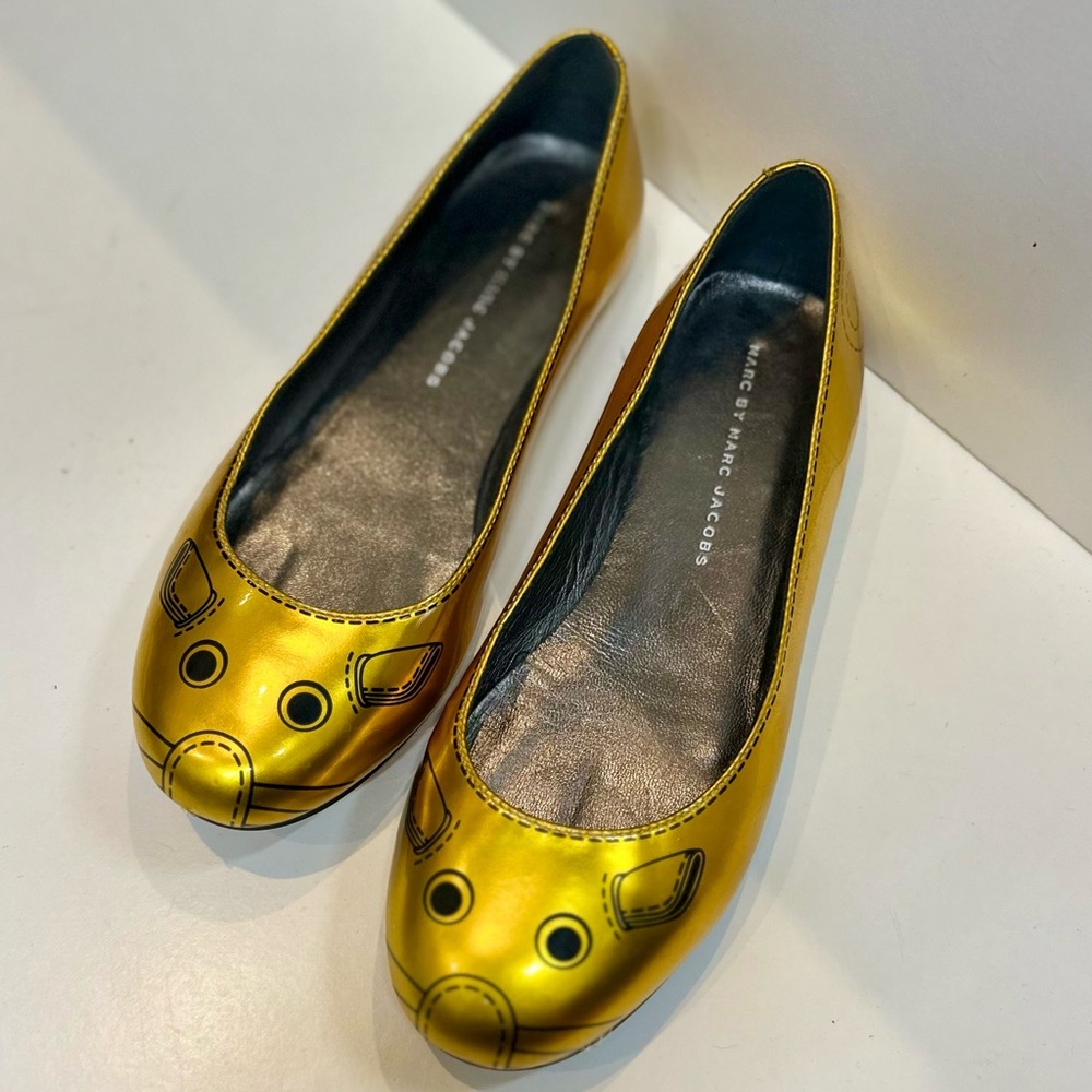 Marc Jacobs Metallic Gold Ballet Flats